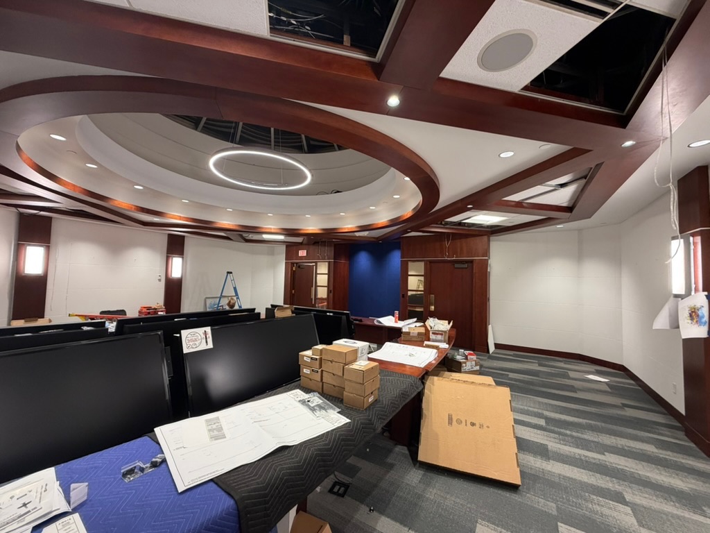Conference room during audiovisual installation